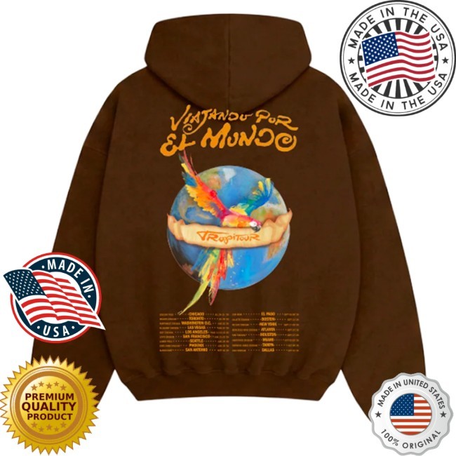 Karol G Merch Viajando Por El Mundo Admat Brown Zip Hoodie